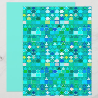 Papier Géométrie Tribale moderne, Aqua en verre de mer et