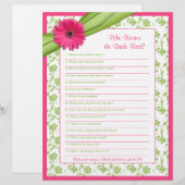 Papier Gerber Rose Daisy Green Floral Fête des mariées Je (Devant / Derrière)