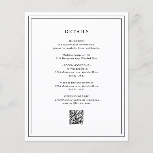Papier Gertrude Black and White Elegant Wedding Invitatio (Dos)