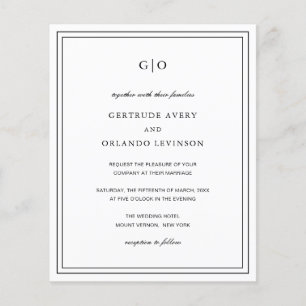 Papier Gertrude Black and White Elegant Wedding Invitatio