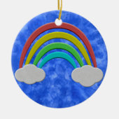 papier gesneden regenboog en wolken Waterverf Keramisch Ornament (Voorkant)