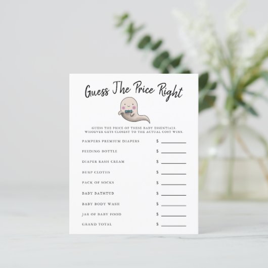 Papier Ghost Boy Baby shower Devinez Le Prix (Debout devant)