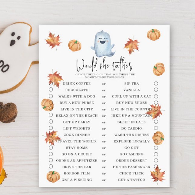 Papier Ghost - Voudrait-elle préférer - jeu de baby showe (Créateur téléchargé)