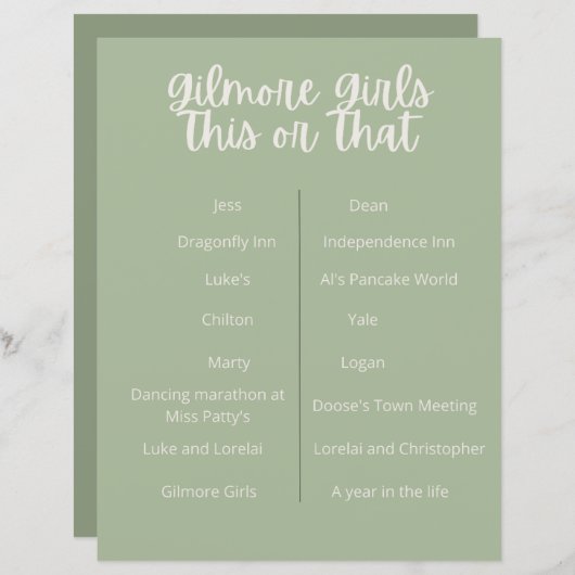 Papier gilmore filles fêtent ça ou ça (Devant / Derrière)