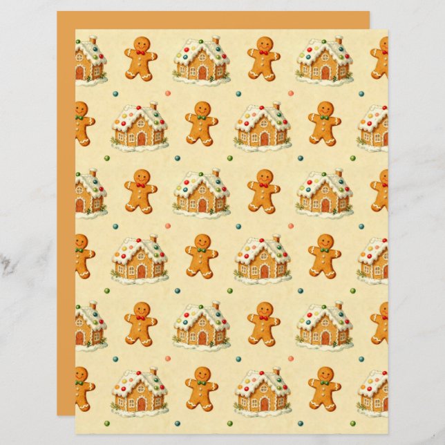 Papier Gingerbread Men Scrapbook Paper (Devant / Derrière)