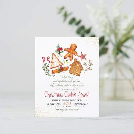 Papier Gingerbread Red Plaid Christmas Cookie Swap Budget (Debout devant)