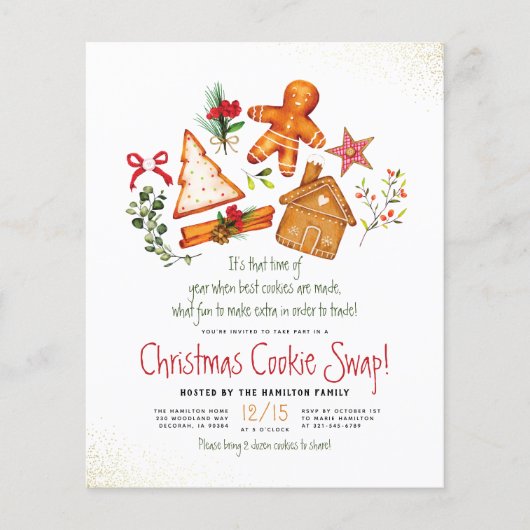 Papier Gingerbread Red Plaid Christmas Cookie Swap Budget (Devant)