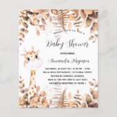 Papier girafe baby shower eucalyptus automne invitation (Devant)
