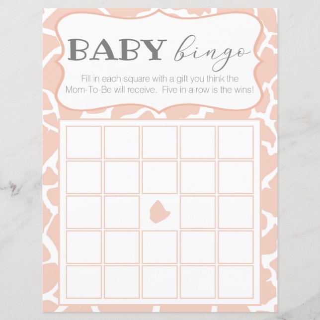 Papier Girafe Bébé Fille Rose Baby Bingo (Devant)