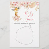 Papier Girafe Boho rose rousse Baby shower visage bébé (Devant)