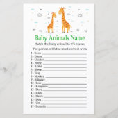 Papier Giraffe Baby Animaux Nom Jeu (Devant)