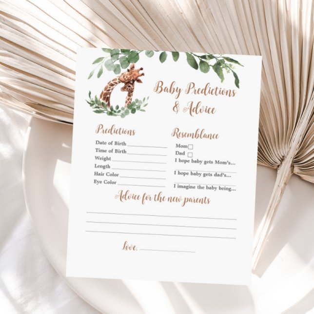 Papier Giraffe baby pronostics et le jeu de conseil (Créateur téléchargé)