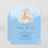 Papier Giraffe Boy Budget Baby shower Invitation (Devant / Derrière)