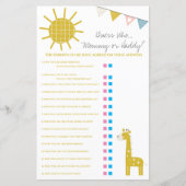 Papier Giraffe Devine Qui, maman ou papa jeu de Baby show (Devant)