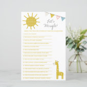 Papier Giraffe d'or Mingle ! Jeu baby shower (Debout devant)