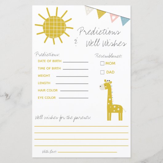 Papier Giraffe Prédictions et bien désiré jeu de Baby sho (Devant)