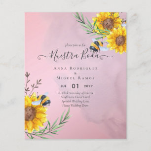 Papier Girasoles de Invitación de Boda Económica Bilingüe