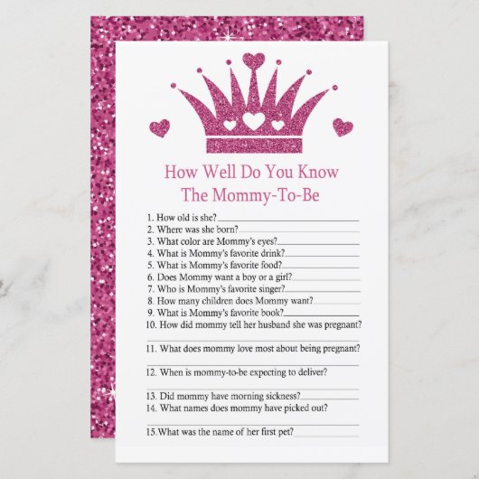 Papier Girl Crown Comme vous connaissez bien le jeu de ba (Devant / Derrière)