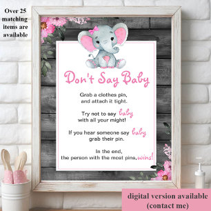 Papier Girl Elephant Ne pas dire Baby Girl Shower Jeu