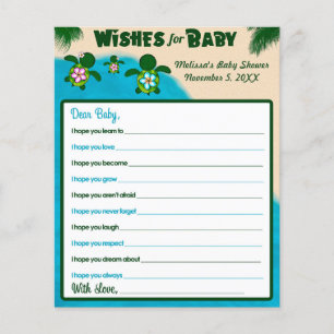 Papier Girl Honu Sea Turtle souhaite pour Baby shower ros