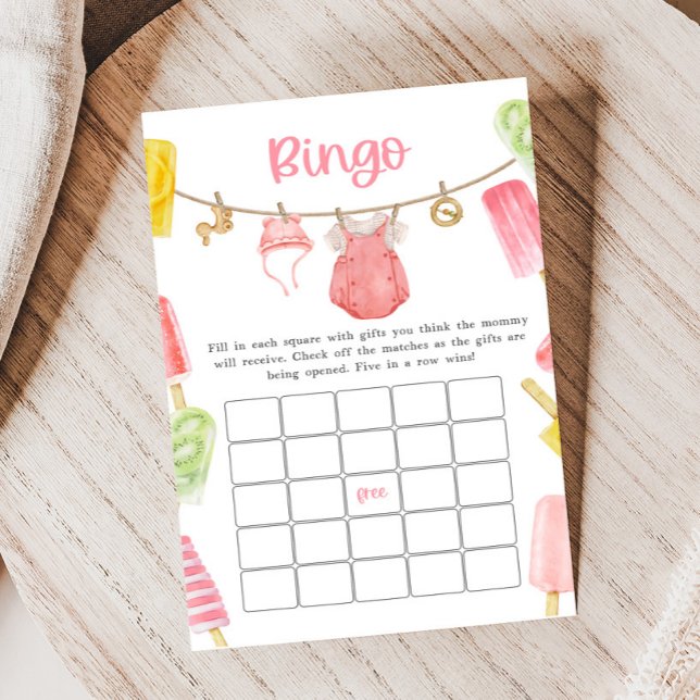 Papier Girl Popsicle Baby Shower Bingo Game (Ready to Pop Popsicle Baby Shower Game)