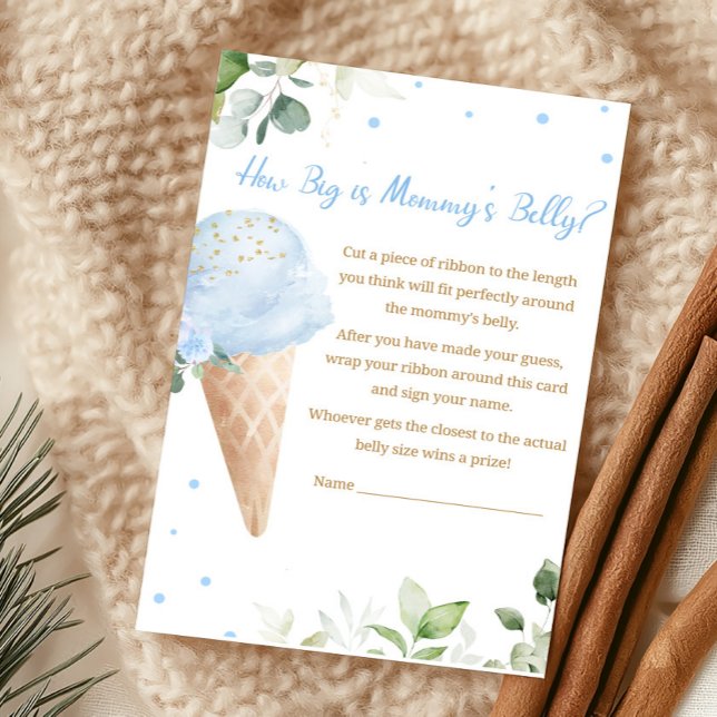 Papier Glace Bleue Comment Est Le Ventre De Maman Jeu (Ice Cream Baby Shower How Big is Mommy's Belly Game)