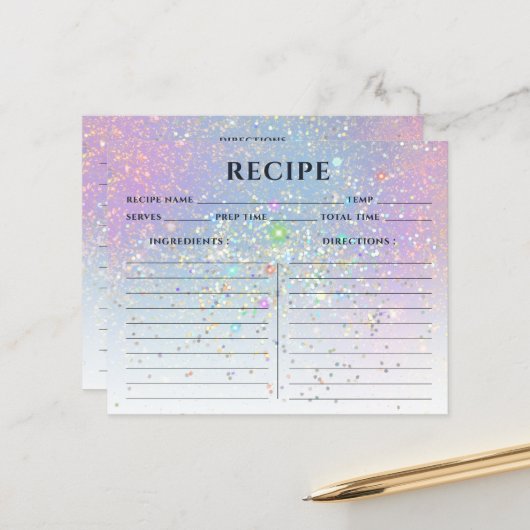 Papier Glam Elegant Holographic Gold Parties scintillant  (Devant/Arrière en situation)
