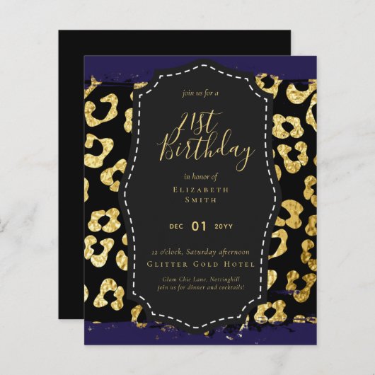 Papier Glam Girly Parties scintillant 21e anniversaire (o (Devant / Derrière)