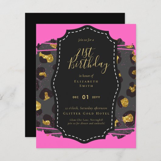 Papier Glam Girly Parties scintillant 21e anniversaire (o (Devant / Derrière)