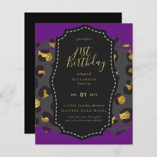 Papier Glam Girly Parties scintillant 21e anniversaire (o (Devant / Derrière)