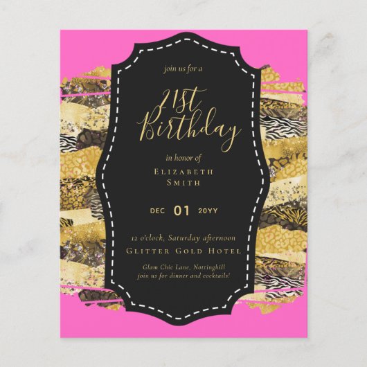 Papier Glam Girly Parties scintillant 21e anniversaire (o (Devant)