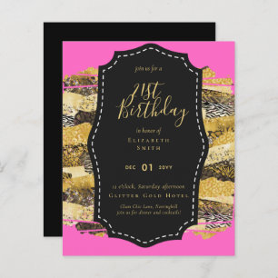 Papier Glam Girly Parties scintillant 21e anniversaire (o