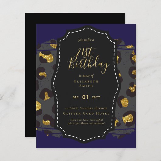 Papier Glam Girly Parties scintillant 21e anniversaire (o (Devant / Derrière)