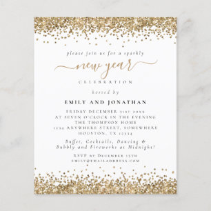 PAPIER   Glam Gold Glitter New Year Eve Invite Flyer