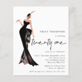 Papier Glam Lady Invitation tendance Script 21ème anniver (Devant)