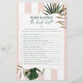 Papier Glam rose rayures Qui connaît la mariée meilleur j (Devant)