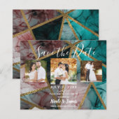 Papier Glam Rust Blush Teal & Or Moderne Chic Date d'Enre (Devant / Derrière)