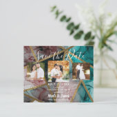 Papier Glam Rust Blush Teal & Or Moderne Chic Date d'Enre (Debout devant)