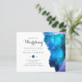 Papier Glamor Blue Gold Agate Wedding Inviter CHEAP (Debout devant)