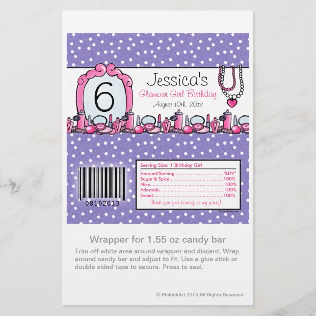 Papier Glamor Girl Birthday Candy Wrapper (Devant)