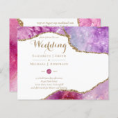 Papier Glamor rose Or Agate Mariage Inviter CHEAP (Devant / Derrière)