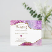 Papier Glamor rose Or Agate Mariage Inviter CHEAP (Debout devant)
