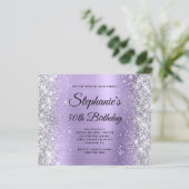 Papier Glamour Monogramme Argent Pâle Violet 50e Annivers (Debout devant)