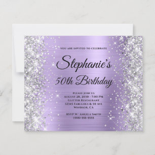 Papier Glamour Monogramme Argent Pâle Violet 50e Annivers