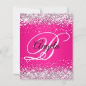 Papier Glitter Argent Ombré Rose Chaud Monogramme 40 ans  (Dos)
