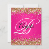 Papier Glitter Argent Ombré Rose Chaud Monogramme 40 ans (Dos)