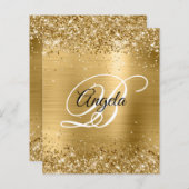 Papier Glittery Gold Foil Fancy Monogramme Invitation (Devant / Derrière)
