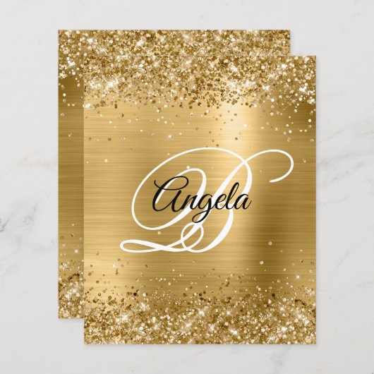 Papier Glittery Gold Foil Fancy Monogramme Invitation (Devant / Derrière)
