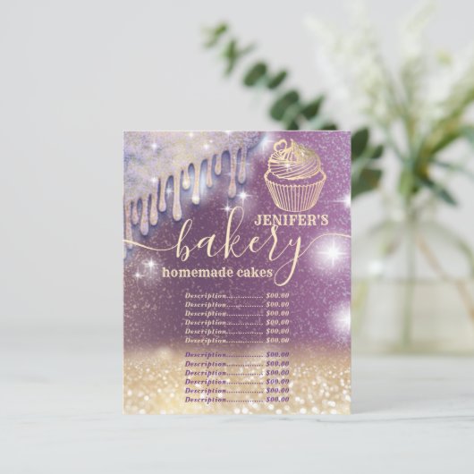 Papier Glittery gouttes cupcake chef script boulangerie (Debout devant)