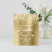 Papier Glittery Pale Gold Foil Sweet 16 Budget Invitation (Debout devant)
